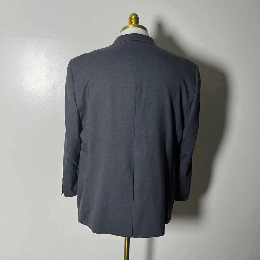 Hart Schaffner Marx Suit Mens 44S W39 Gray Solid Wool Two Button USA Made